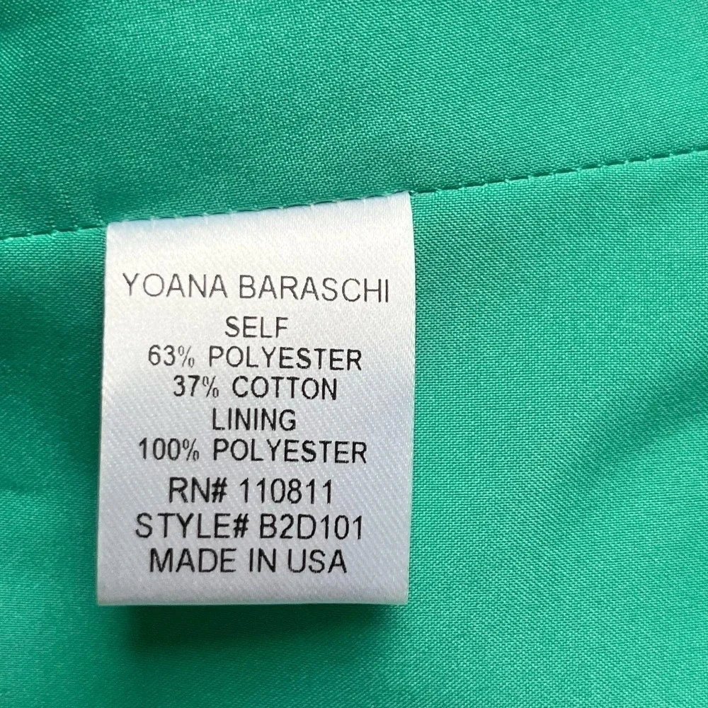 Yoana Baraschi Fit & Flare Jacquard‎ Cocktail Dress in Green Florals, Size 2